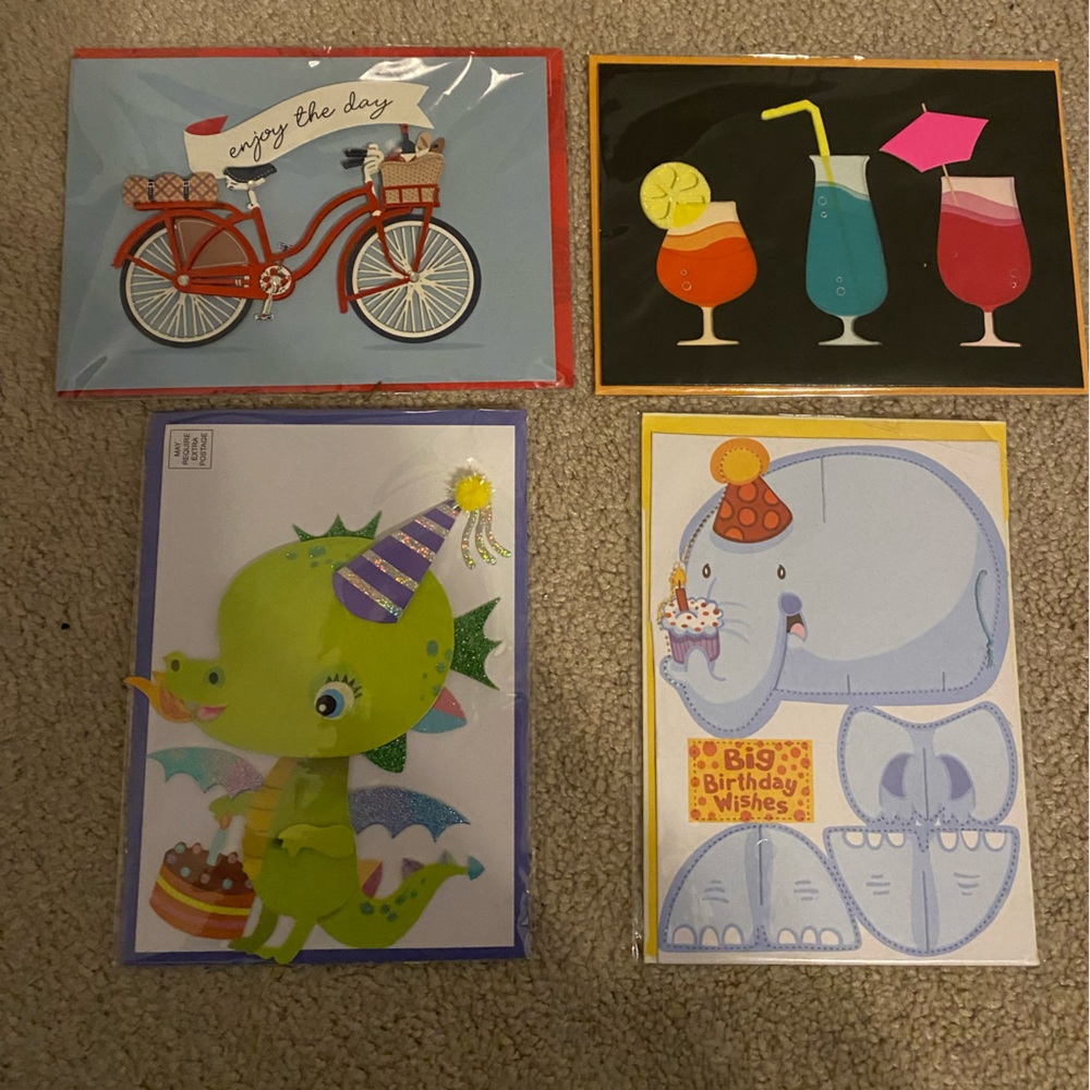 Collection of 4 (Adorable) Hand-Made Greeting Cards